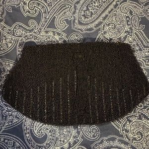 Vintage black beaded clutch